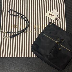 Henri Bendel Black Crossbody Bag with Gold Accents